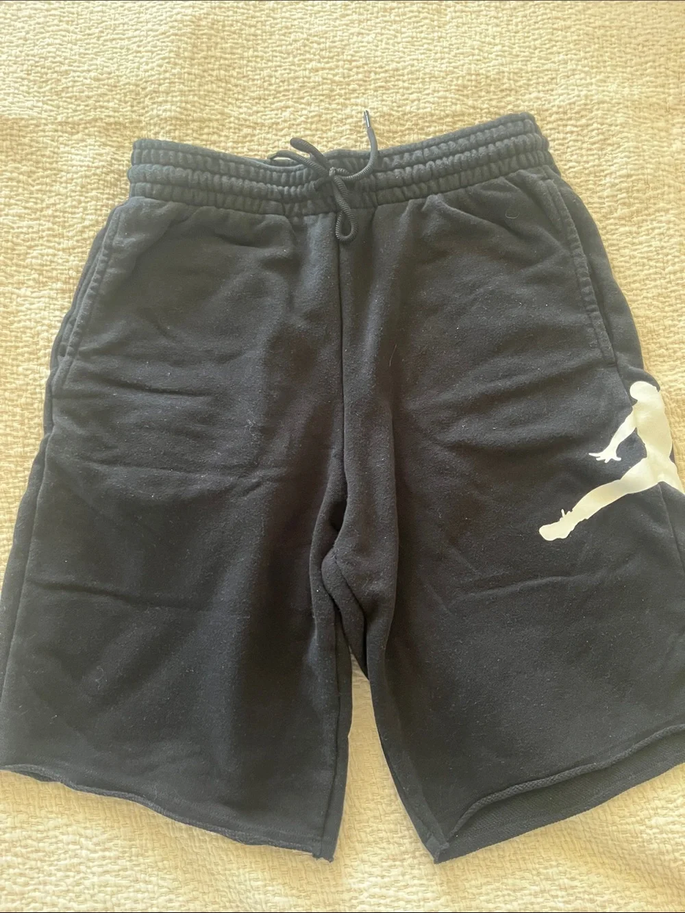 Men’s Black Athletic Shorts with White Graphic